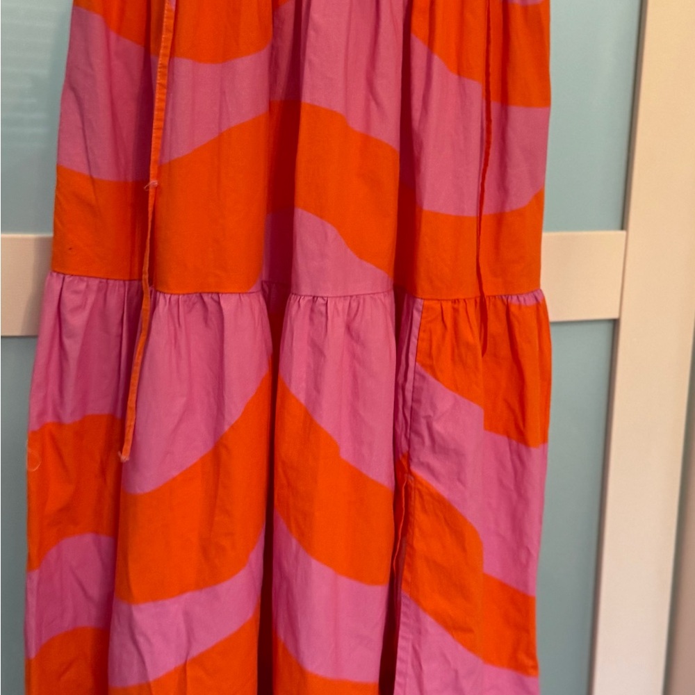 The Drop Pink and Orange Halter Maxi Sundress with slit - Picture 9 of 12
